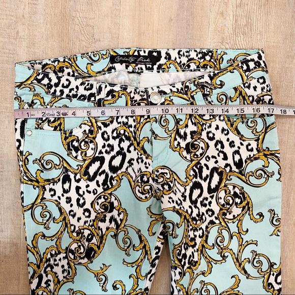 Celebrity Pink Robins Egg Blue Jeans with Gold and Leopard Print Detail - Picture 6 of 8